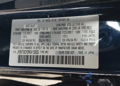 2021 Mazda Cx-5 Touring from USA, damaged, VIN JM3KFBCM3M0415859